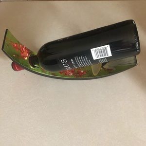 Oriental inspired wine bottle decor.